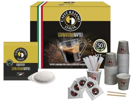 Caffè Iuliano 50 CIALDE + KIT ACCESSORI GRANAROMA MISCELA: 5% Arabica - 95% Robusta TOSTATURA: Media