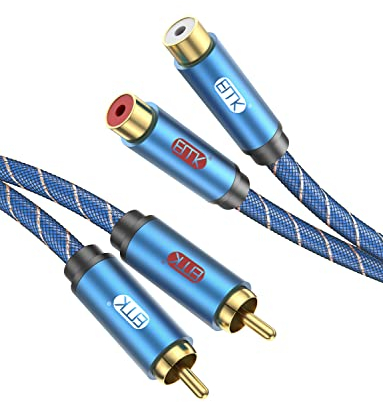 EMK RCA Extension Cable Channel 2RCA(L&R interface) Male to Female Subwoofer Cable Aluminum Housing Nylon Braided Stereo Audio Leads for Smart-TV, Soundbar, Game Consoles, Hi-fi Systems (F-3m)