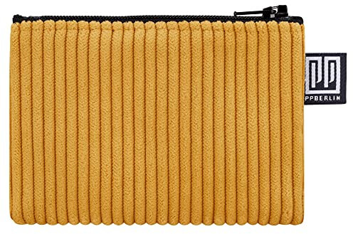 PP-Berlin Etui Klein, Cord Currygelb, Mini, Vegan, Handgenäht in Berlin Geldbörse für Kinder Damen, Herren, Unisex.