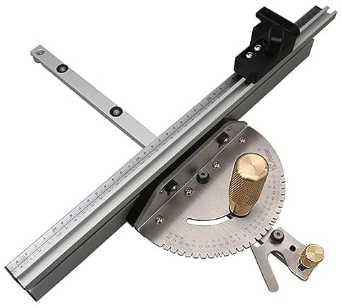 Gehrungslehre Winkelanschlag für Tischsäge 450mm T-Bar, Messing-Führungsknopf Unverzichtbares Sägezubehör für präzises Schneiden (KUPFER-GEHRUNGSSCHABLONE UND VERSTÄRKTER 450-MM-ANSCHLAG)