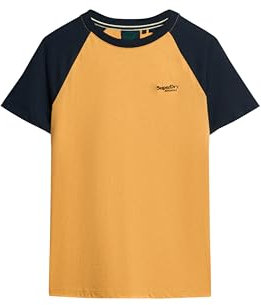 Superdry Essential Logo Baseball T-Shirt Ochre Yellow Marl/Eclipse Navy L Herren, Gelb (Ochre Yellow Marl/Eclipse Navy), L