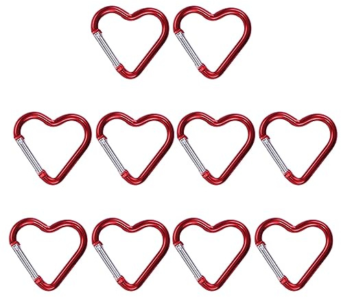 ohfruit Herzförmige Karabinerhaken Starke Tragfähigkeit Quick Link Schlüsselhalter 10Pcs Aluminium Material Kreative Form Hohe Haltbarkeit Camping Schnallen
