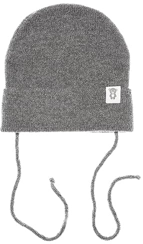 KNITAS Einlagig Gestrickte Babymütze aus Merino und Kaschmirwolle für Baby Kleinkind I Superweiche und warme Mütze für Neugeborene 0-6 Monate I Babies Wintermütze in der Farbe Grau