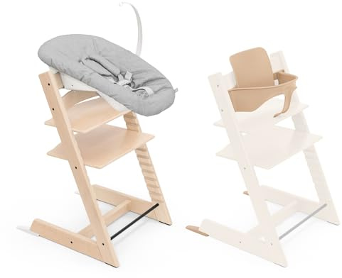 Stokke Tripp Trapp Stuhl mit Newborn Set und Baby Set, Natürlich - Sicher, verstellbar, ergonomisches Design