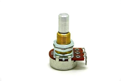 Alpha Taiwan Mini Potentiometer B50K 50K Linear 16 mm Solid Shaft Basis mit langer Achse und Zentralstop für Bass und E-Gitarren mit aktiven Tonabnehmern