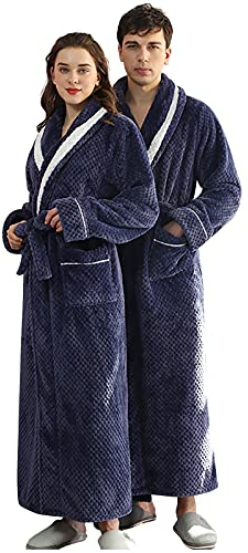 Dislsokrhov Hausmantel Damen Herren Lang Saunakilt Damen Bade Poncho Hamam Leichter Saunakleid Männer Mit Kapuze Kimono Mit Reissverschluss Bathrobe Jungen Mantel Marine, XL