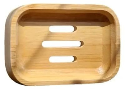 Kandid Bamboo Soap Dish with Soft Pads and Drip Holes - 12cm x 8cm x 1.3cm - Ideal for Sink or Shower Storage