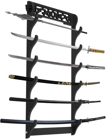 Nisorpa Support mural à 6 niveaux pour épée de samouraï Katana Wakizashi Tanto pour Katana Wakizashi et épées standard