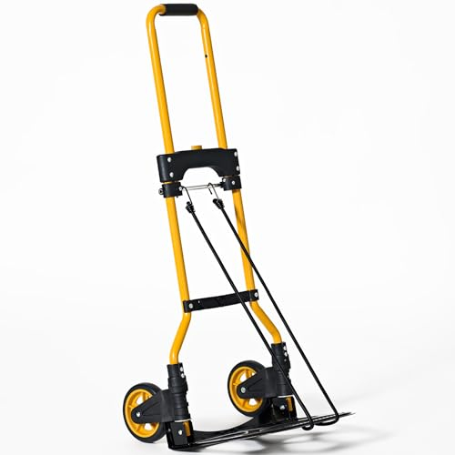 soges Rollwagen Transportwagen Klappbare Sackkarre, Plattformwagen, Schrumpffähige Transportwagen, Paketwagen mit Verlängerungsseil, Tragfähigkeit bis zu 60 kg.