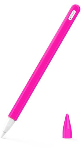 MoKo Pencil Case Compatible with Apple Pencil 2nd Gen, [2 Pieces] Silicone Pencil Holder Sleeve and Nib Cover, Protective Pencil Cover for Apple Pencil 2nd Generation, Pitaya Red