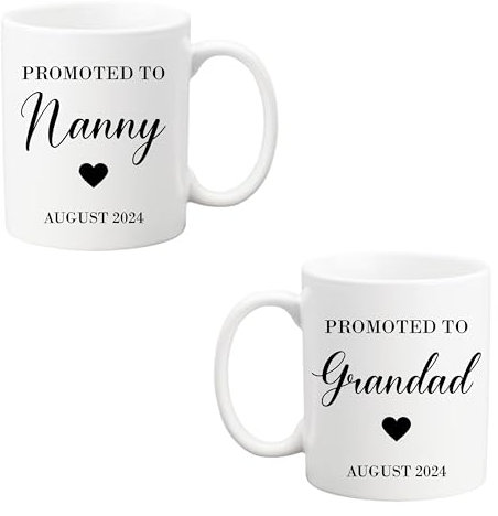 Drifting Ducks Personalised Set of 2 Sentimental Keepsake Promoted to Nanny & Grandad Ceramic Mug Cup Gift from New Grandchild