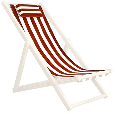 Wedhapy Terrassstuhl Ersatzstoff, Sonne Liege Stoff 45x17 Klappstuhl Ersatzstoff mit Kissenbezug, rote und weiße Streifen Terrasse Stuhl Sling Ersatz für Home Beach Balkon