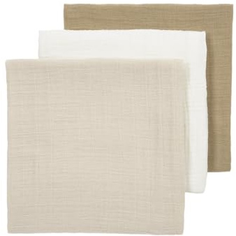 MEYCO Mullwindeln 70x70cm - 3-Pack Musselin Spucktuch Offwh/Soft Sand/Taupe | 100% weiche Baumwolle - Pre Washed Musselin - Oeko Tex zertifiziert - Stilltuch/Decke - hautfreundlich & atmungsaktiv