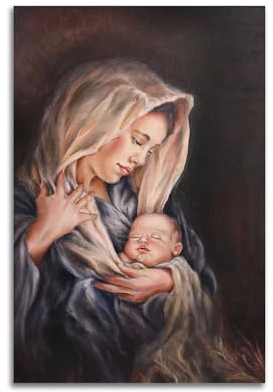 FYRNQ Poster, Motiv: Gesegnete Jungfrau Maria mit Jesuskind, Wandkunstdruck, Retro, ästhetisch, Raumdekoration, Gemälde, Leinwand, Heim- und Bürodekoration, 20 x 30 cm, ungerahmter Stil