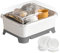 Escurridor de cubiertos con tapa, escurridor de platos con tapa, bandeja para platos de cocina, escurridor de platos, organizador de platos, escurridor de platos, escurridor de cubiertos para encimera