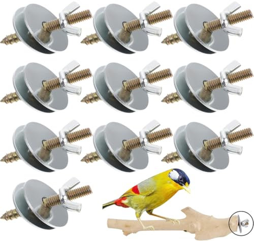 EYVRPAU 10er Set Befestigungsset Astschrauben zum Selbstbau von Sitzstangen Käfigbefestigung Vogelspielzeug Sitzstangen Sitzbretter Wellensittiche zubehör mit Eindrehwerkzeug (Edelstahl)