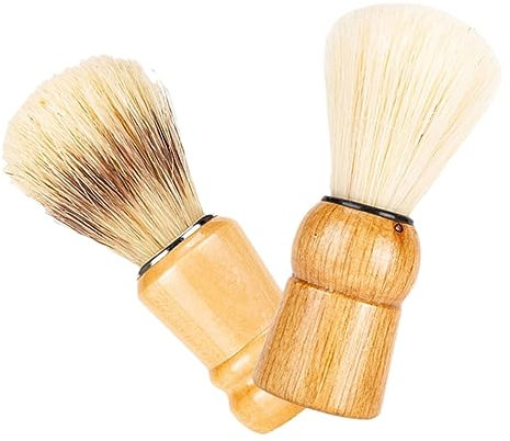 WOONEKY Rasierpinsel für Bartstyling und Bartpflege und Wildschweinborsten 2 Stück mit Holzgriff Nylonborsten für Friseursalon und Reisegebrauch Herren