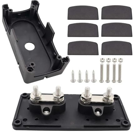 perfk Generischer Stromverteilungsblock, 300 A, Sammelschiene mit Bolzen, Automotive, max, Sammelschienen-Klemmenblock für Bootsanhänger, LKW, Schwarz M10