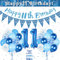 Luftballon 11. Geburtstag Blau, 11. Geburtstagsdeko Jungen, Happy Birthday Girlande Banner, Ballon 11 Deko zum Geburtstag, Riesen Folienballon Zahl 11, Geburtstagsdeko 11 Jahre für Junge