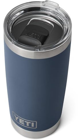 YETI Rambler Tumbler, Vakuumisolierter Edelstahl-Tumbler mit MagSlider-Deckel, Navy, 20 oz (591 ml)
