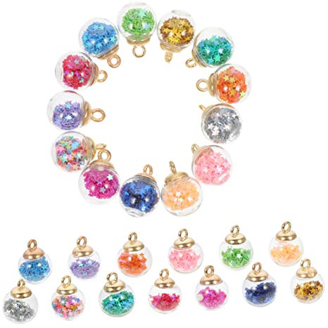 HAWILLOSCH 60St Sterne Glaskugel Glitzer Ohrringe farbige Perlen bunte Armbänder bunte Halskette bastelzeug glasanhänger Schmuckanhänger selber machen dekorative Glaskugeln Plastik Colorful