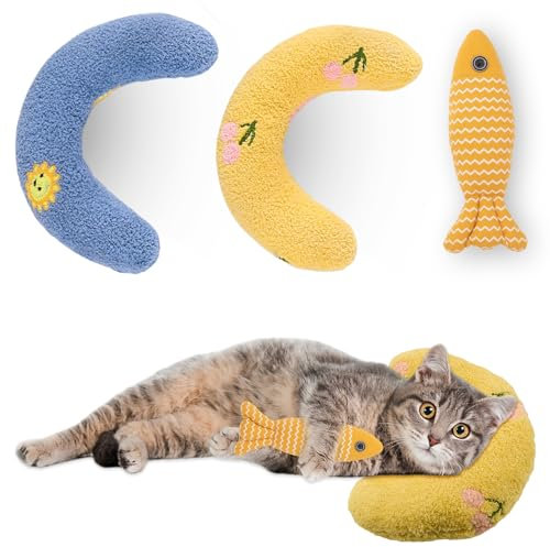 XUHN Kissen für Katzen, Haustierkissen Katzenkissen, Katzenminze Kissen, Katzenminze Plüschtier, U Form Kissen für Katzen zum Schlafen, Ausruhen, Spielen