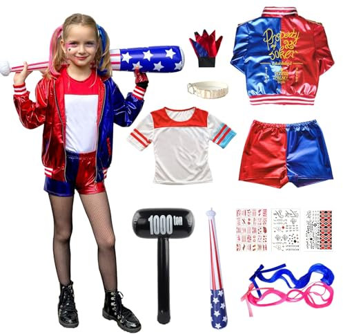 JMOCD Quinn Costume,Suicide Squad Cosplay Outfits per Carnevale Halloween, Adulti (150)