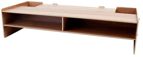 Desktop Monitor Stand Decorative Wood Computer Desktop Monitor Over Keyboard Monitor Riser Stand Desk Organizer Monitor Stand Storage Box Case(Light Brown)
