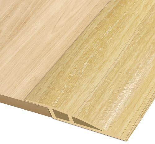 2M * 5CM Perfil de Transición para Suelo, Perfil PVC Perfil Transición Suelo Desnivel Autoadhesivo para Diferencia de Altura de 5-10 mm, Tapajuntas Suelo Perfil de Unión para Suelos (Madera Clara)