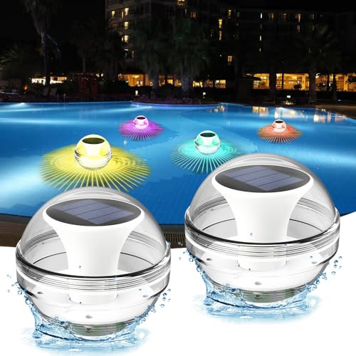 SGZIOO 2PCS Lampe Solaire Piscine Flottante, Lampe Flottante Piscine avec 8 Modes, IP68 Étanche, Lampe Solaire Piscine, Lumiere Solaire Piscine, Lumiere Piscine Hors Sol pour Spa Piscine Jardin Fête