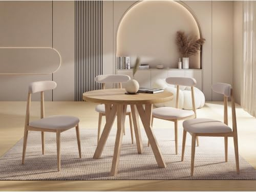 WFL GROUP Runder Ausziehbarer Esstisch im Loft-Stil – Industrieller Tisch mit Holzbeinen – Platzsparender Tisch für Wohnzimmer – Eiche Craft Braun – 80 bis 160 cm