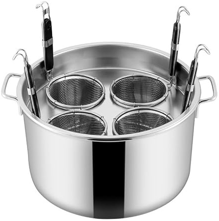 MRKU Olla para Pasta con colador, Tapa y Divisor, Ideal para cocinas caseras y restaurantes.