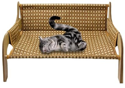 Pet Sofa Bed - Raised Pet Lounger, Ventilated Cat Seat, Comfort Bench Cushion, Washable Frame Daybed, Lightweight Raised Resting Place for Small Dogs, Kittens in Home Patio Balcony Garden