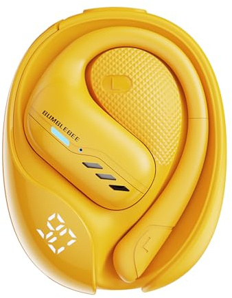 Transformers TF-T55 Wireless Bluetooth Earbuds, Slim Wing-like Design, Passive Noise Cancellation, In-Ear Hi-Fi Calls, Dual Modes, Sports Headphones, LED Display, Yellow - Bumblebee