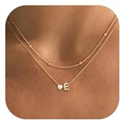 Tewiky Herz Buchstaben Kette für Damen, 14K Vergoldete Zarte Anhänger | Personalisierter Herz-Buchstaben Anhänger, zarte Form, trendiger Halsschmuck, Geschenk für Frauen & Freundinnen