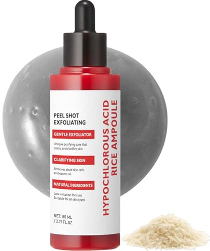 Hypochlorous Acid Peel Shot Glow Rice Peeling Ampullen - Sanfter Rice Peeling Gesicht - Gesichtserum Gesicht Exfoliate - Reisschalampulle für Face & Körper,Schrumpfende Poren & Tiefe Hydratisierung