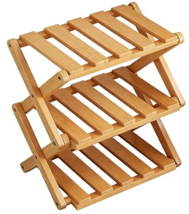 Étagère En Bois Pliable, Design Peu Encombrant, 37 X 26 X 26 Cm, Étagère À Chaussures En Bambou, Organisateur De Chaussures Sur Pied, Pratique Et Polyvalent, Pour La Famille, Les Amis, Les Étudiants,