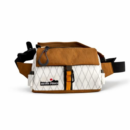 Seven Peaks Wasserdichte Gürteltasche mit mehreren Fächern, verstellbare Sportgürteltasche für Damen und Herren, ideal für Reisen, Laufen, Wandern und Radfahren, Camel, Lässig