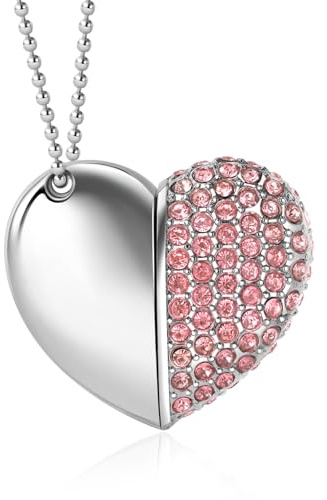 USB 2.0 Flash Drive,Cute Romantic Heart Shape USB Memory Stick,Thumb Drive for Photos, Music, Files Storage (Pink, 16, GB)