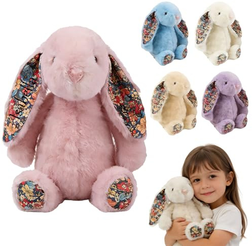 JJ GRADGOWN Personalisierter Ostern Hase Bestickt mit Name & Jahr, Geschenk zu Ostern & Geburtstag, Dekoration & Osternkorb Füllung, Individuelles Geschenk