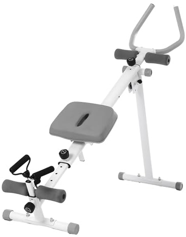 All-in-One Fitnessgerät 4-in-1 Heimtrainer, Multifunktionaler Bauchtrainer mit Rudergerät, Römischem Stuhl und Beinpresse, Fitnessgerät für Zuhause für Ganzkörpertraining(Grey)