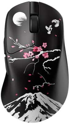Nyfter Nyf 25 Wireless Gaming Maus – 26.000 DPI PAW3395 Sensor, 50g Ultra-Leicht, Dual Mode, 1000Hz, Huano 80M Switches – Ergonomisch für Palm/Claw/Fingertip (Rechtshänder) (Sakura)