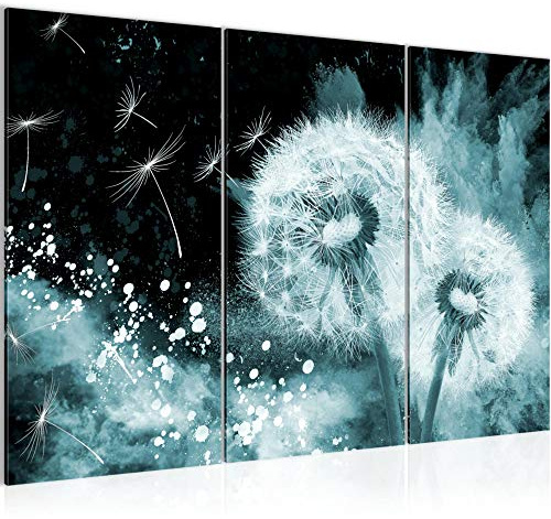 Runa Art Wandbilder Pusteblume Bild XXL Wohnzimmer Schlafzimmer Türkis Grau Abstrakt 120 x 80 cm 3 Teilig 015831b