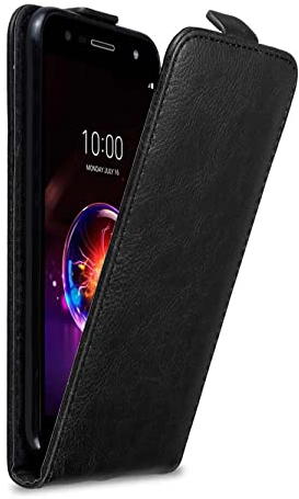 Cadorabo Hülle kompatibel mit LG X Power 3 Flip Design aus Premium Kunst Leder Flip Klappbare Stoßfeste Magnetische Cover Hülle für LG X Power 3 Tasche in Schwarz