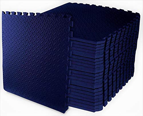 ComFy Mat Tappetino da palestra, tappetini per esercizi in schiuma, piastrelle puzzle ad incastro in EVA, cuscino in gomma antiscivolo per allenamento a casa, adesivi bonus, 60 x 60 cm, 44 piastrelle