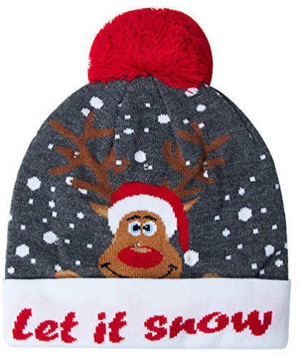 AIDEAONE Weihnachtsmützen Erwachsene Leuchten Hut LED Mütze Weihnachten Weihnachtsmann Lustige Mütze mit Licht