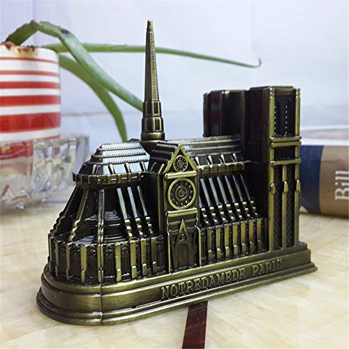 Uterstyle Notre Dame de Paris Modell, französisches Wahrzeichen Design-Statue, Paris Notre Dame Gebäudefigur, Heimbüro-Dekoration, Geschenk, Erinnerungsstück mit Geschenkbox (grüne Bronze)