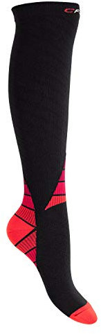 CFLEX Herren & Damen Sport Strümpfe (1 Paar) Kompressions Kniestrümpfe - Schwarz-Rot 43-46
