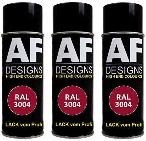 Alex Flittner Designs 3x RAL Lackspray Autolack Buntlack Spraydose RAL3004 PURPURROT seidenmatt