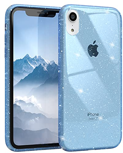 EAZY CASE Hülle kompatibel mit iPhone XR Schutzhülle mit Glitzer, Handyhülle, Schutzhülle, Back Cover mit Glitter, TPU/Silikon, Transparent/Durchsichtig, Blau